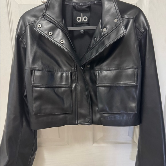 ALO Yoga Black Leather Jacket - Picture 5 of 11